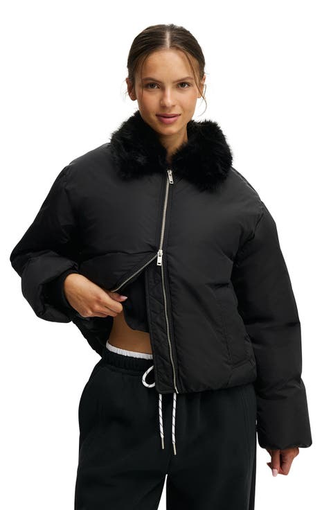 Women's Active The Mother Puffer Faux Fur Collar Bomber