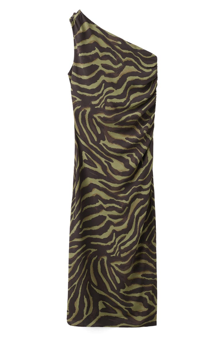 Printed One-Shoulder Midi Dress, Main, color, GREEN