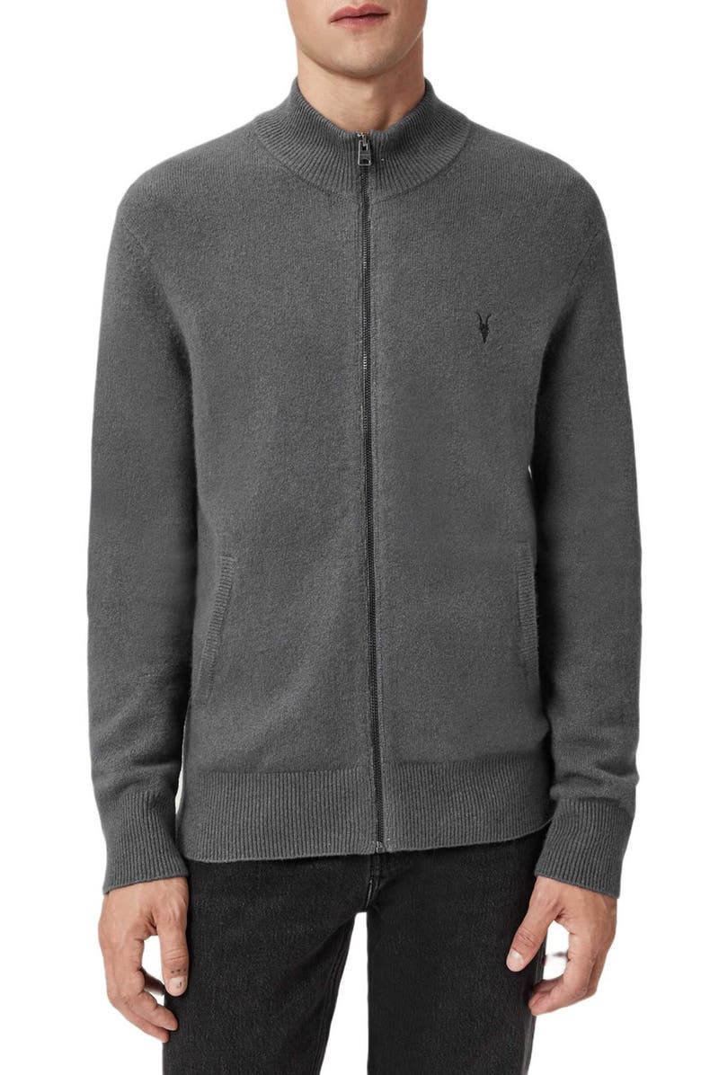 AllSaints Statten Zip Cardigan, Main, color, Asher Grey