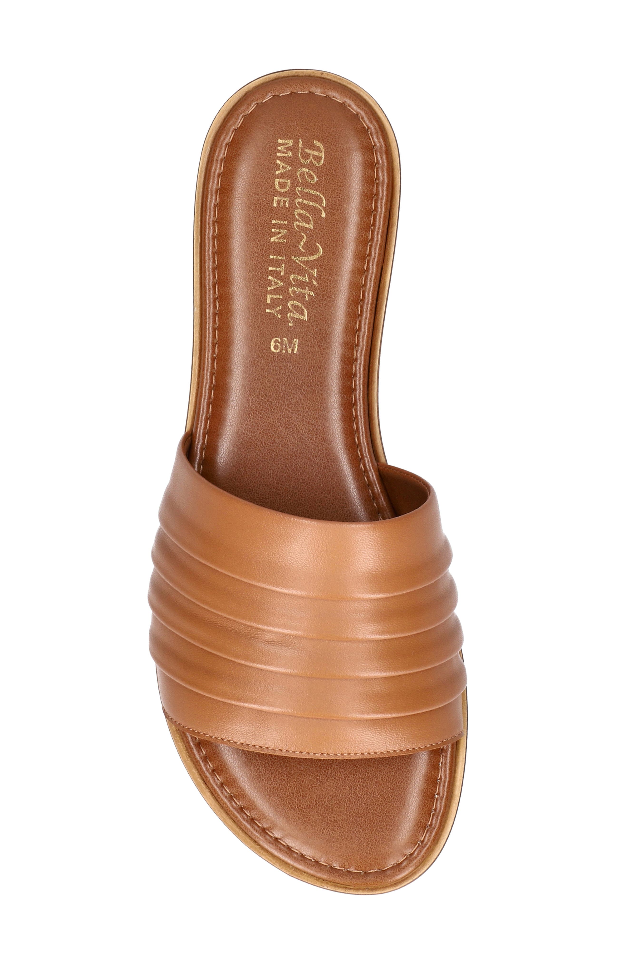 Rya-Italy Slide Sandal, Alternate, color, WHISKEY ITALIAN LEATHER
