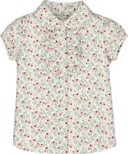 Hope & Henry Baby Girls' Ruffle Front Shirt with Puff Sleeves, Infant