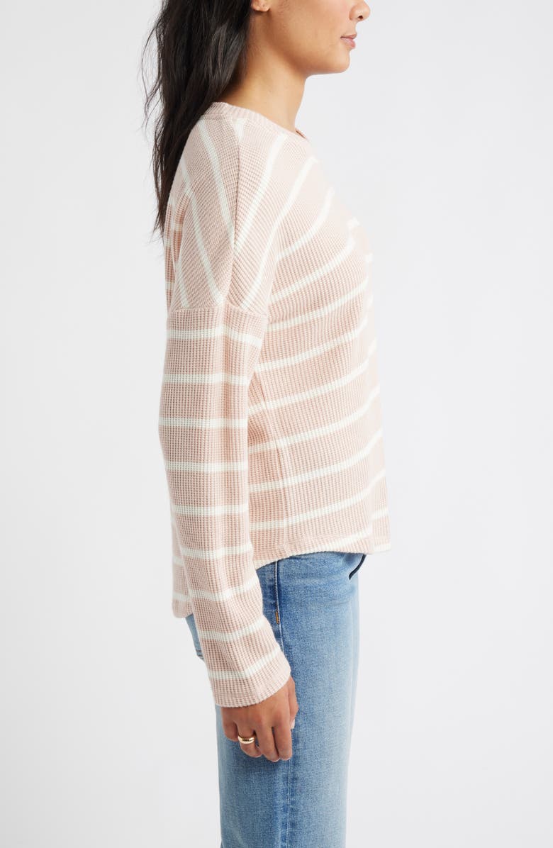 Caslon<sup>®</sup> Long Sleeve Waffle Knit T-Shirt, Alternate, color, Pink Smoke- Ivory Stacy Stripe
