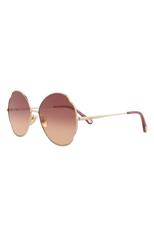 Chloé Core 60mm Round Sunglasses In Gold Gold Red