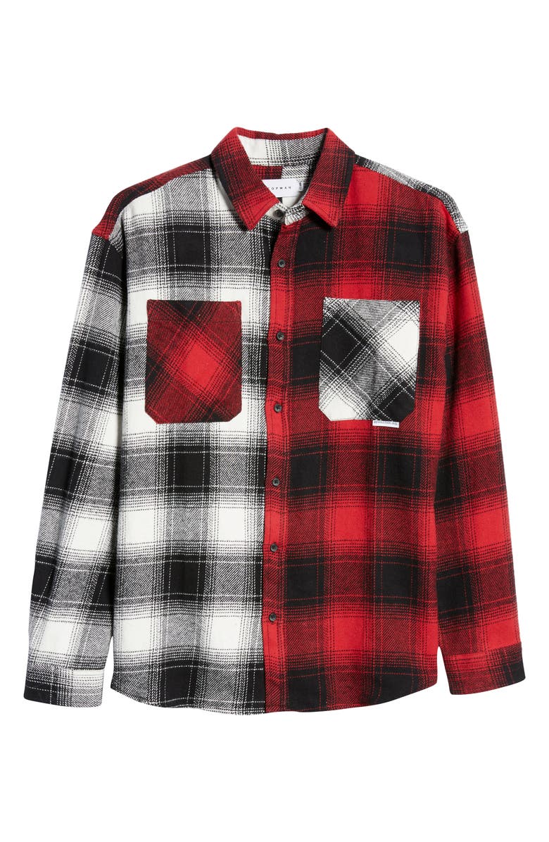 Topman Relaxed Cut & Sew Check Shirt, Alternate, color,