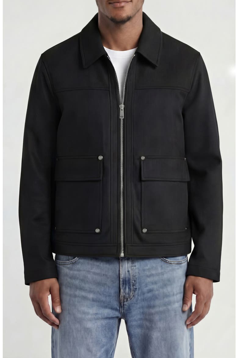 Faux Suede Jacket, Alternate, color, BLACK