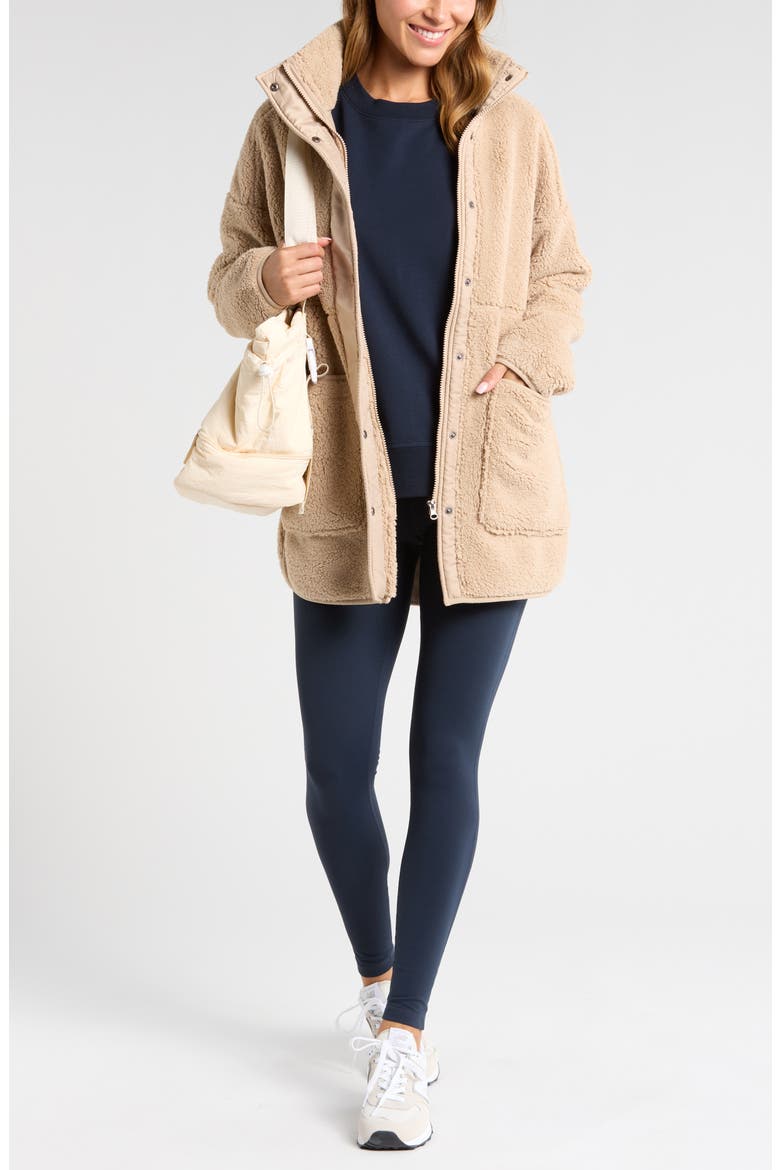 Cozy Faux Shearling Jacket, Alternate, color, TAN OXFORD