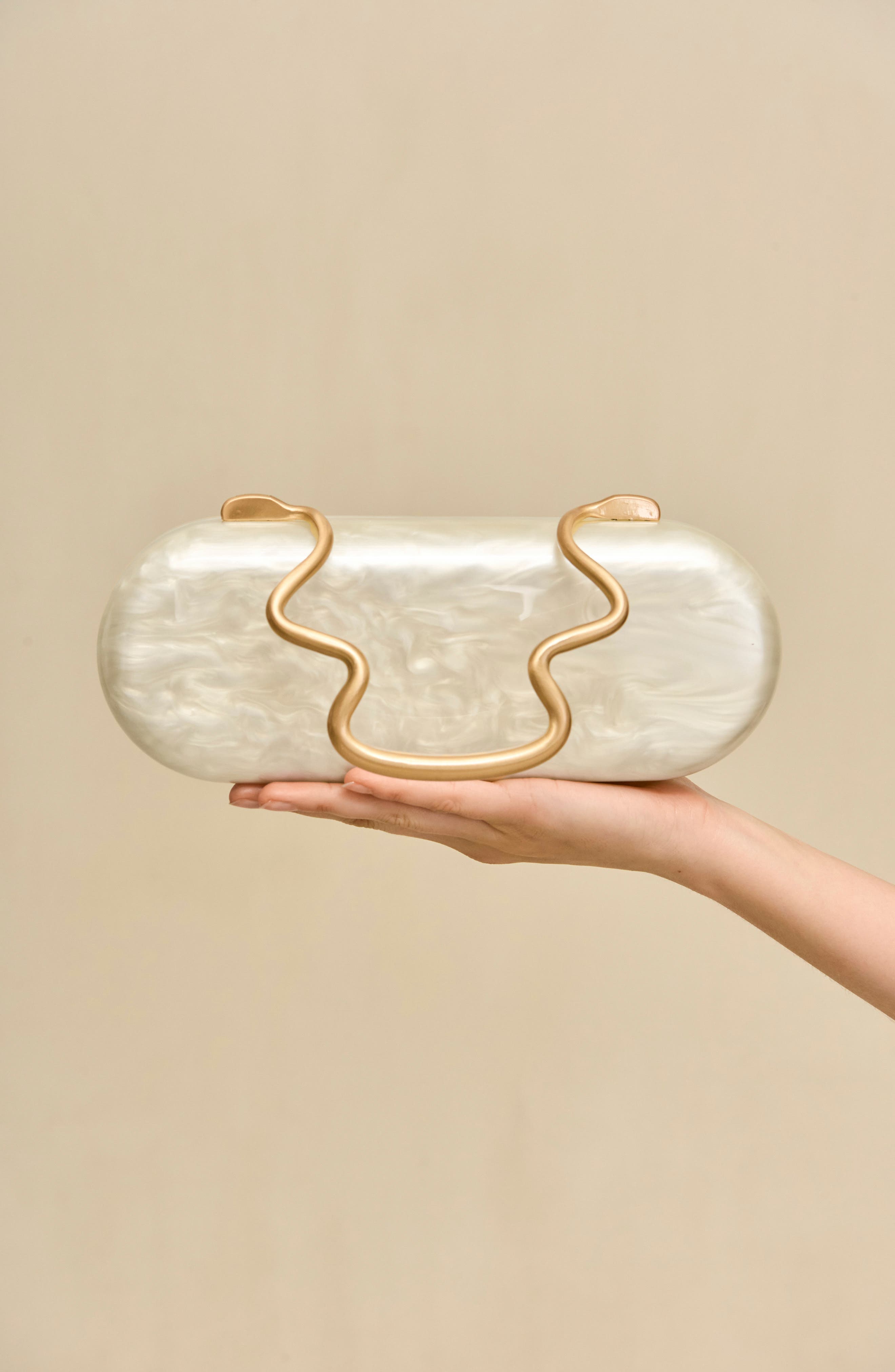 Ilaria Acrylic Clutch, Alternate, color, IVORY
