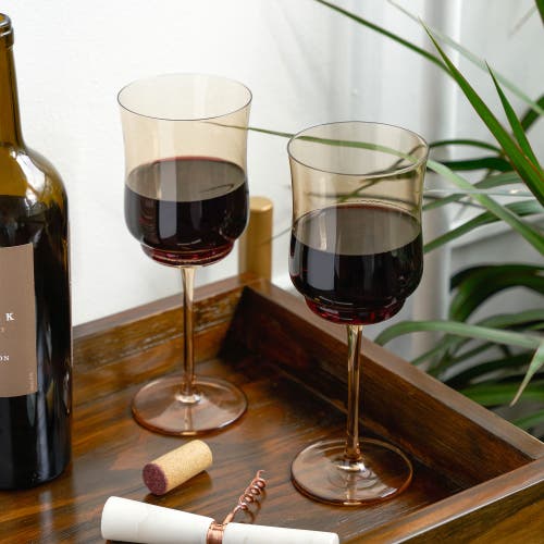 Twine Tulip Stemmed Wine Glasses In Brown