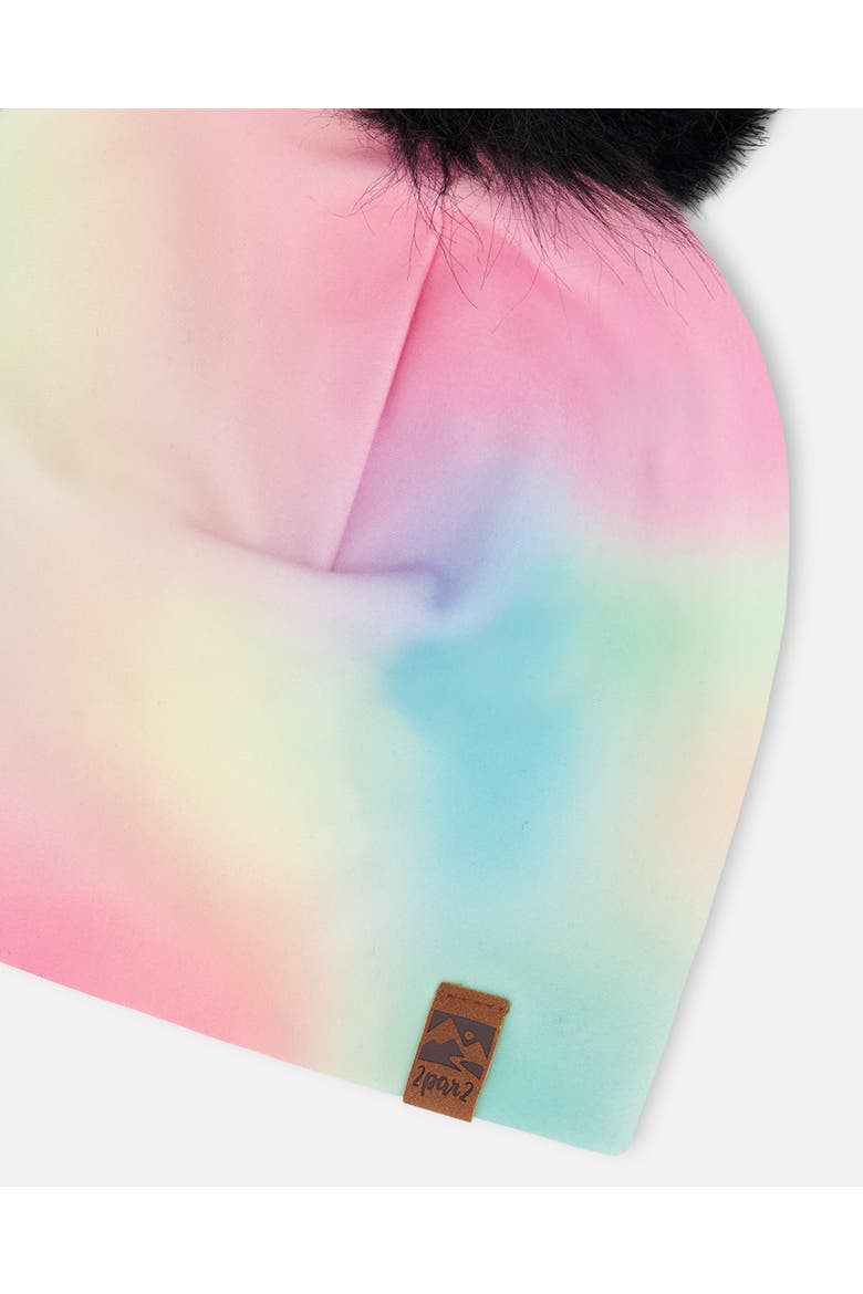 Stretch Jersey Hat with Pompom, Alternate, color, Multicolor