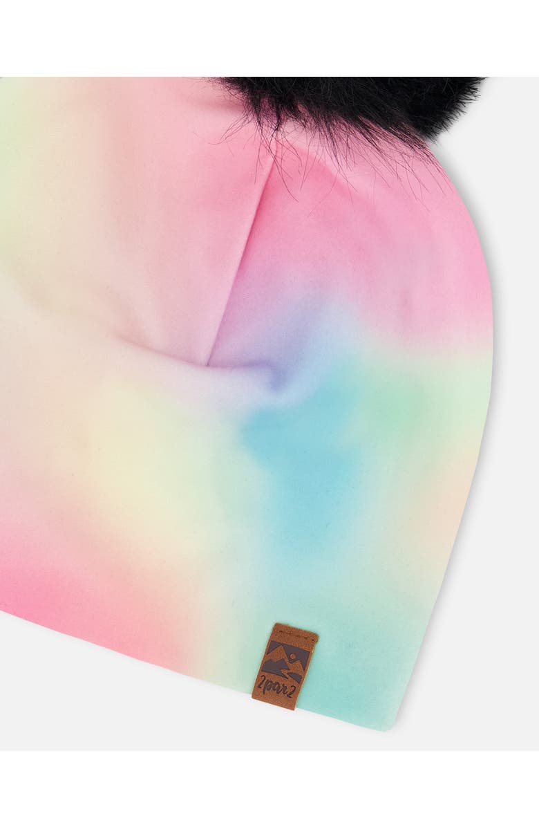 Deux par Deux Stretch Jersey Hat with Pompom, Alternate, color, Multicolor