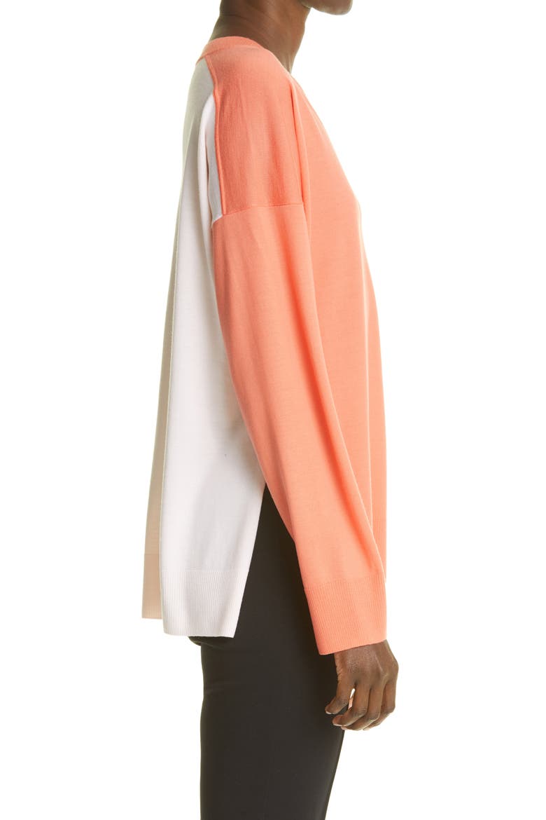 Contrast Back Wool V-Neck Sweater, Alternate, color, PHEC
