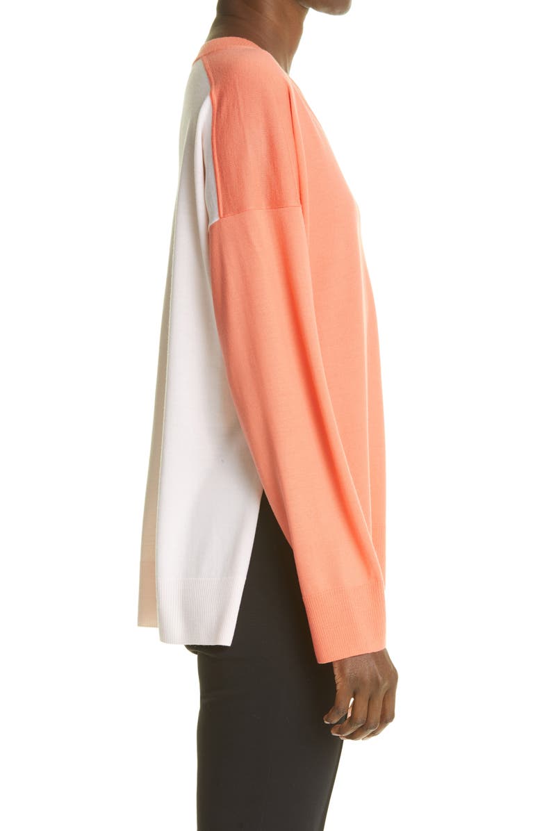 St. John Collection Contrast Back Wool V-Neck Sweater, Alternate, color, 