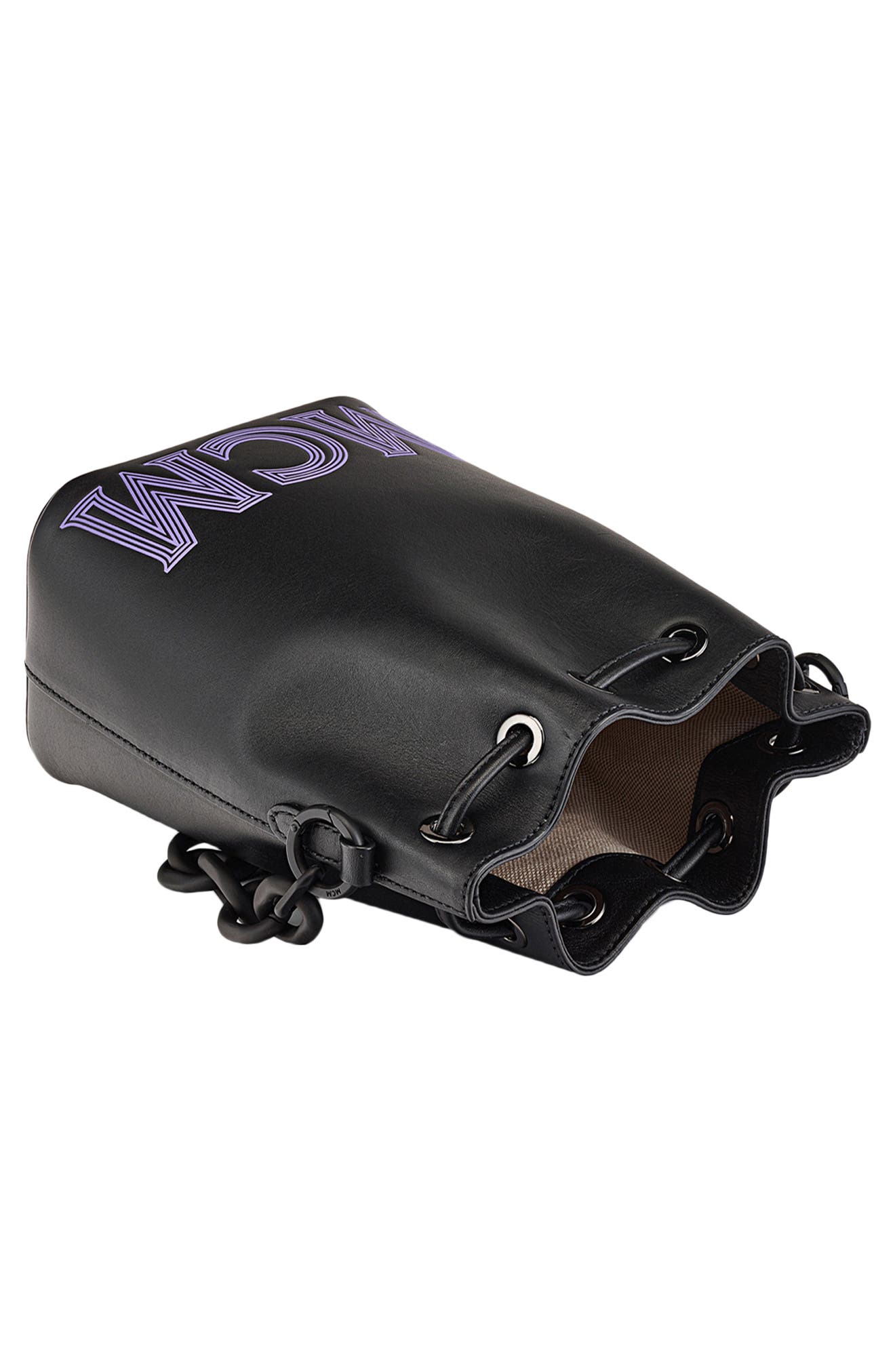 MCM Mini Drawstring Leather Bucket Bag, Alternate, color, 