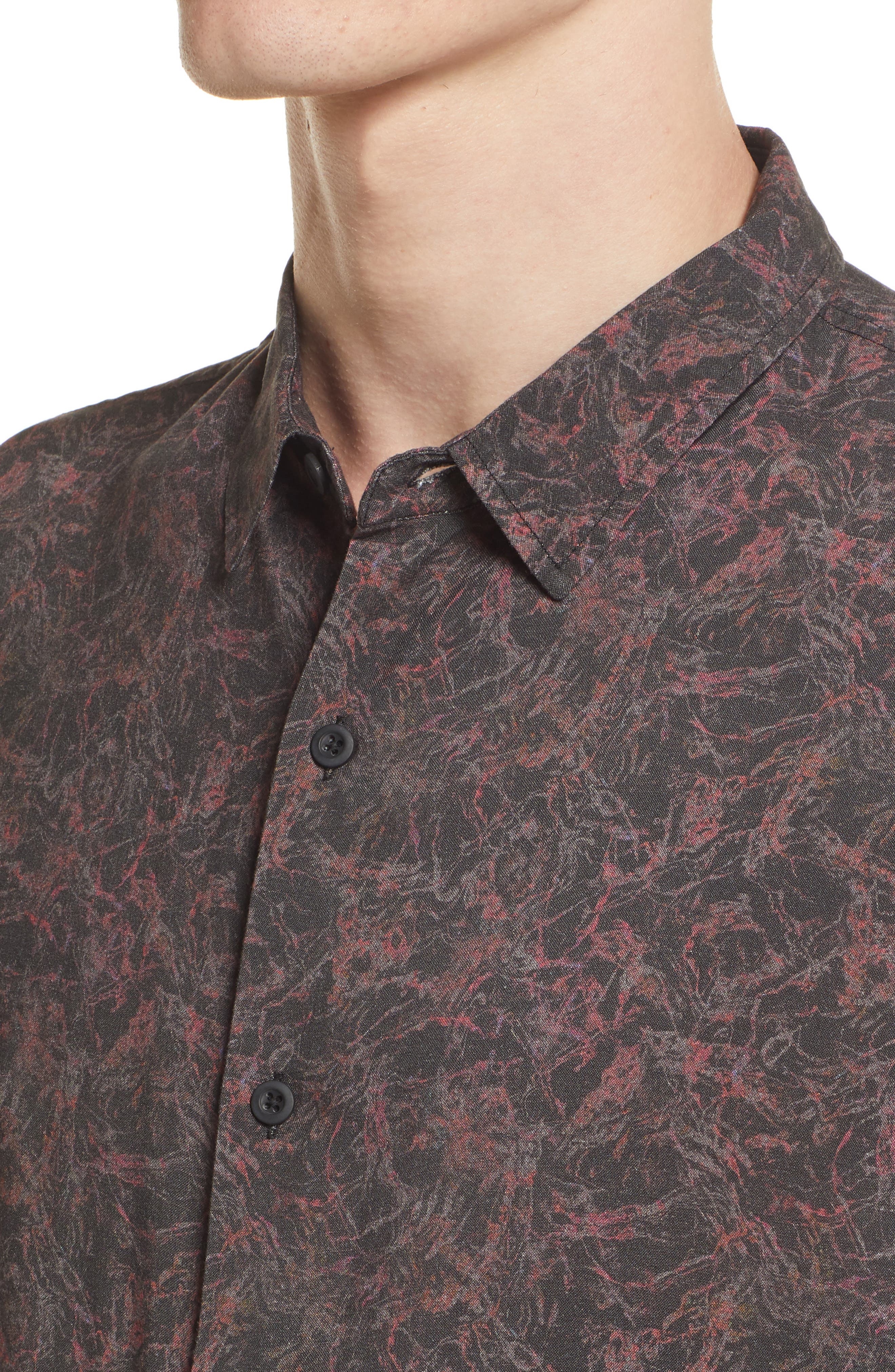 Open Edit Marble Print Short Sleeve Button-Up Shirt (Men) | Nordstromrack