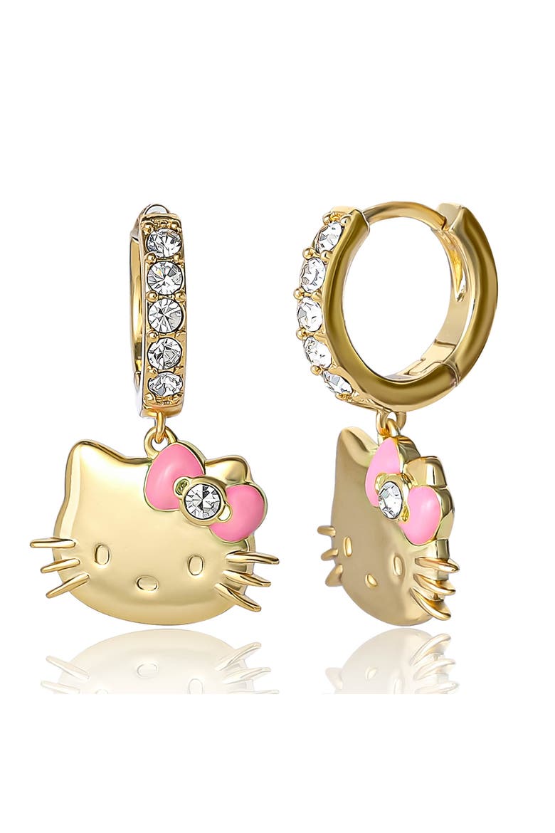 Pave Charm Hoop Earrings, Main, color, Gold