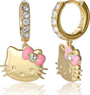 Hello Kitty Pave Charm Hoop Earrings