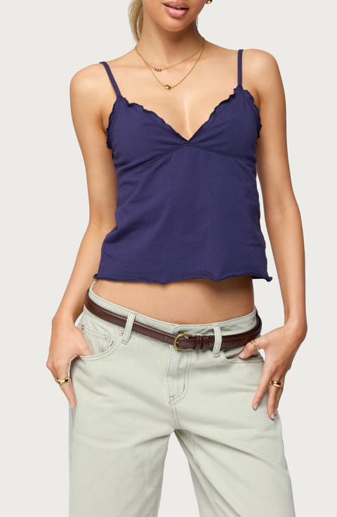 Glendon Lettuce Edge Crop Stretch Cotton Camisole