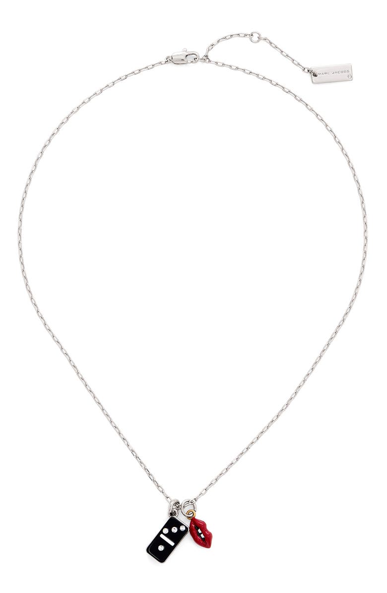 Marc Jacobs Lips Pendant Necklace, Main, color, Silver/ Multi