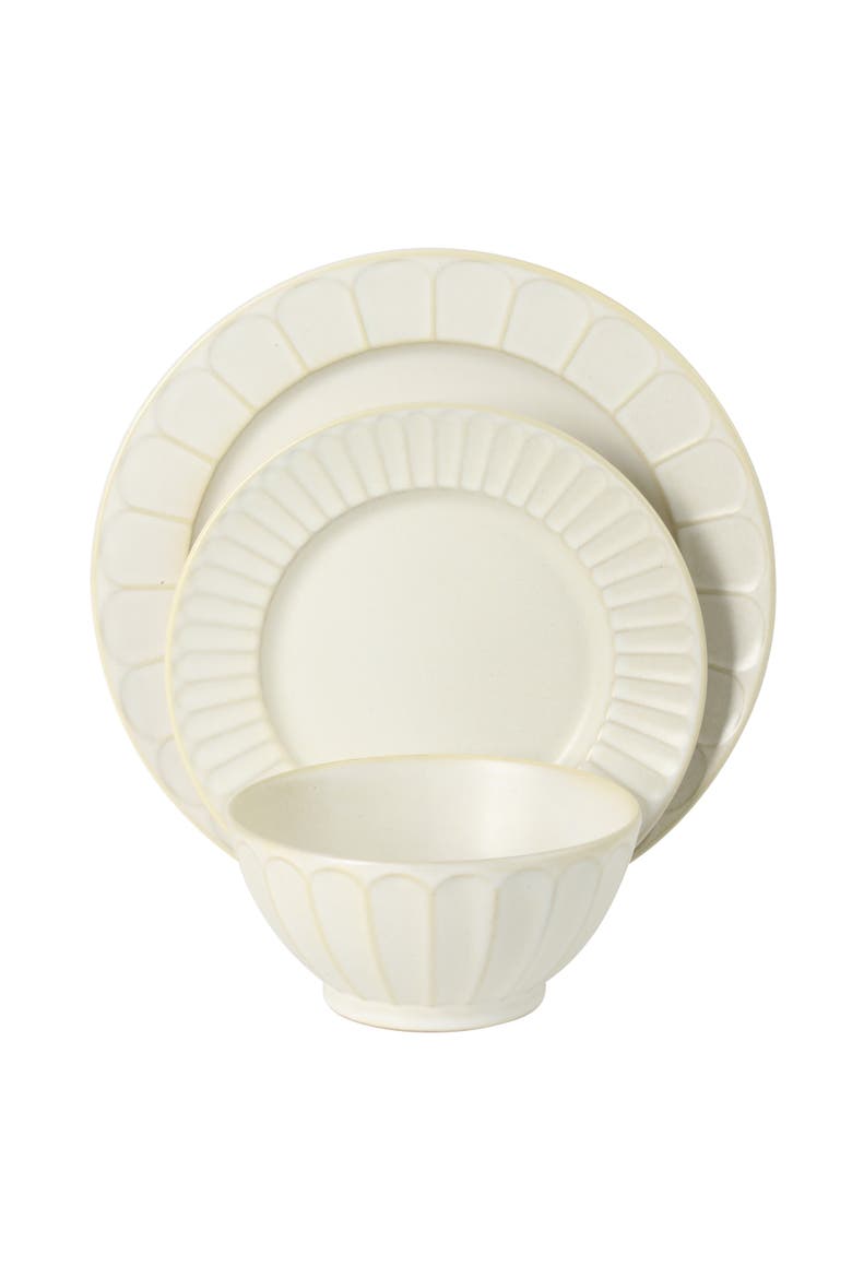 Winchester Way 12-Piece Plates and Double Bowls Stoneware Dinnerware Set, Microwave & Dishwasher Safe, Alternate, color, Off White