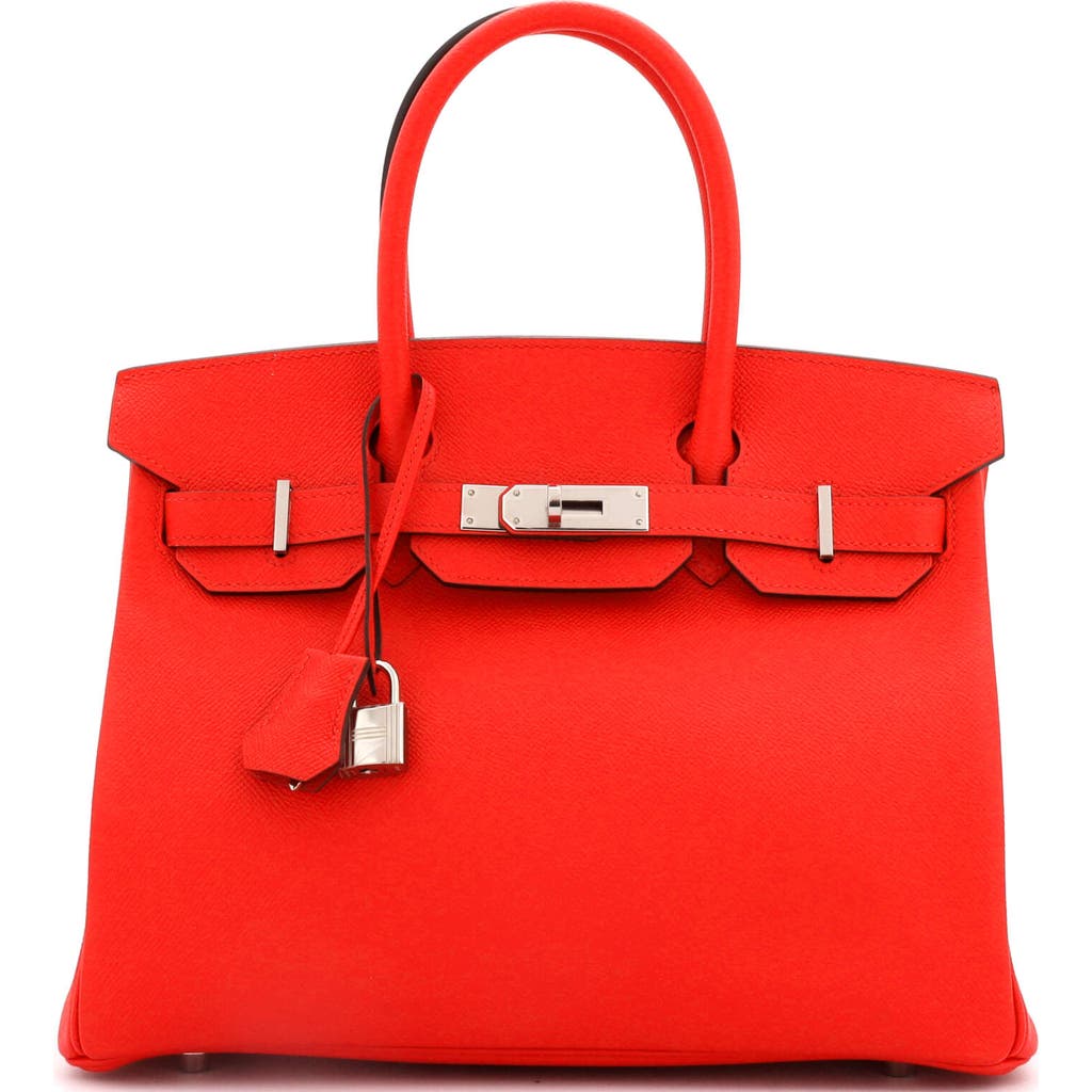 Pre-owned Hermes Hermes Birkin Handbag Red Epsom With Palladium Hardware 30
