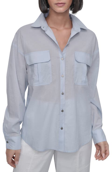Cotton Voile Button-Up Shirt