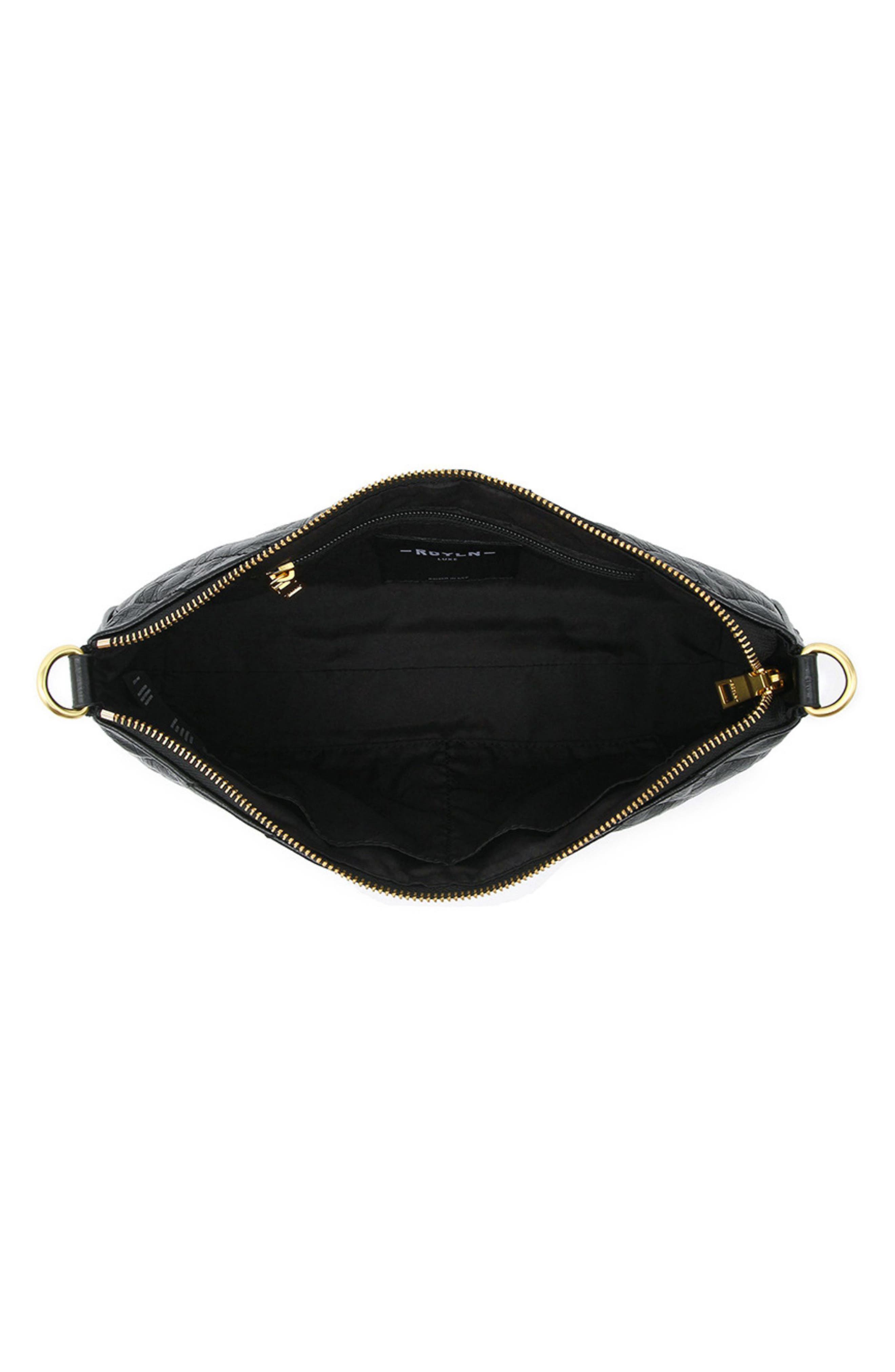 Enchanted Crinkled Leather Baguette Bag, Alternate, color, BLACK CRINKLE