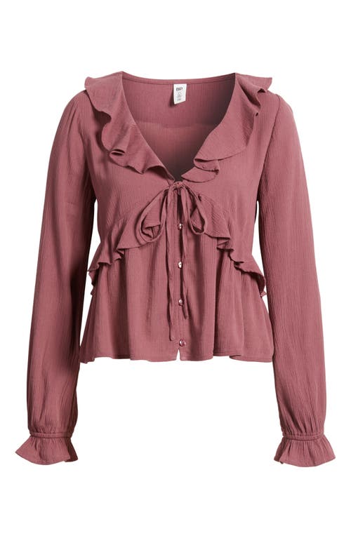 Bp. Ruffle Tie Neck Button-up Shirt In Pink