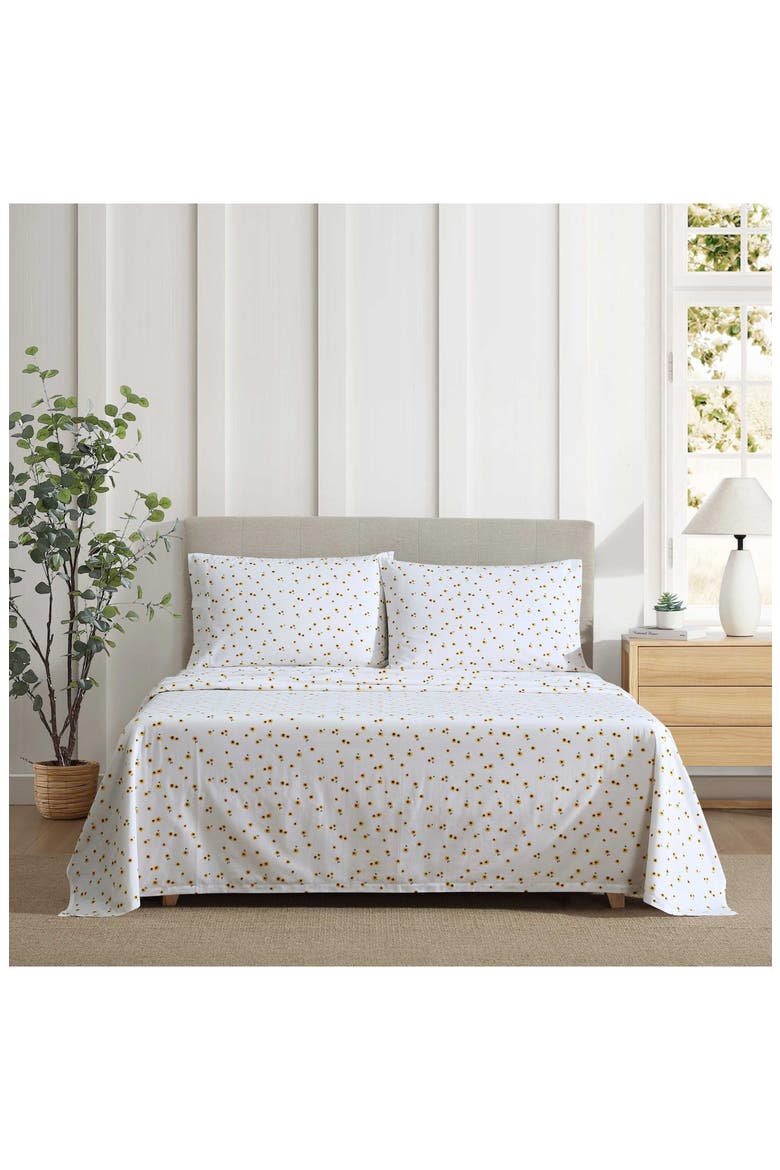 Sunflower 200 Thread Count Cotton Percale Full Sheet Set, Alternate, color, BRIGHT YELLOW