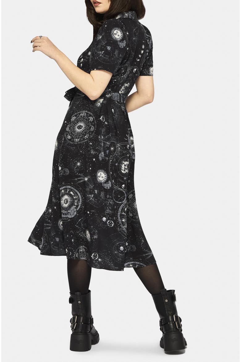 Elise Celestial Midi Shirt Dress, Alternate, color, Black