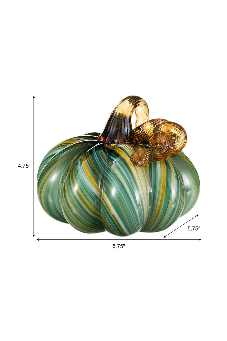 Fall Multi Striped Glass Short Pumpkins, Alternate, color, Green