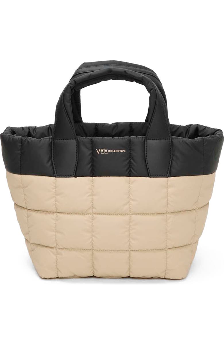 VeeCollective Small Porter Colorblock Recycled Nylon Tote, Main, color, Black/ Desert Multi