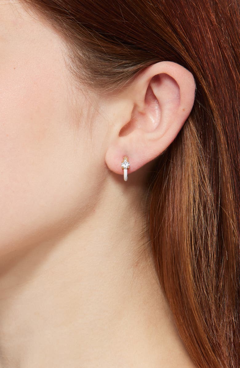 Kate Spade New York hint of shimmer crystal huggie hoop earrings, Alternate, color, 