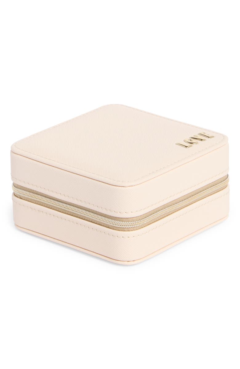 Nordstrom Square Jewelry Box, Main, color, Cream- Gold Love