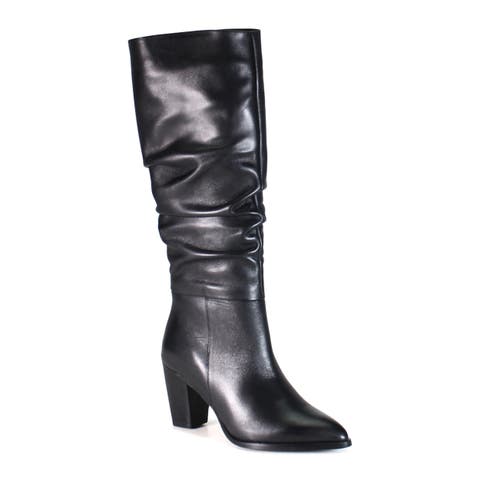 FRESH RAIN Leather Ruched Knee High Boot