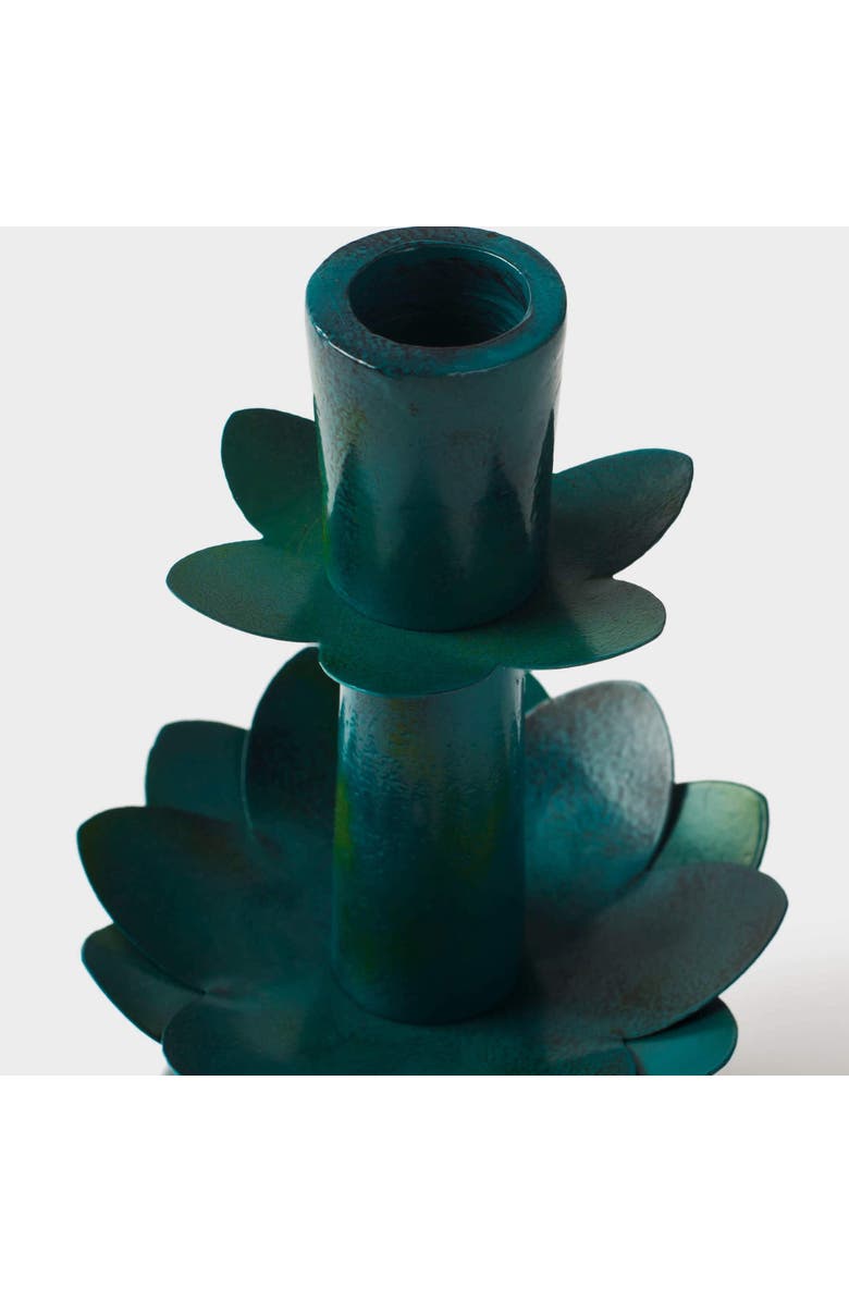 Mela Artisans Green Lotus Bloom Tapered Candleholders, Alternate, color, Green