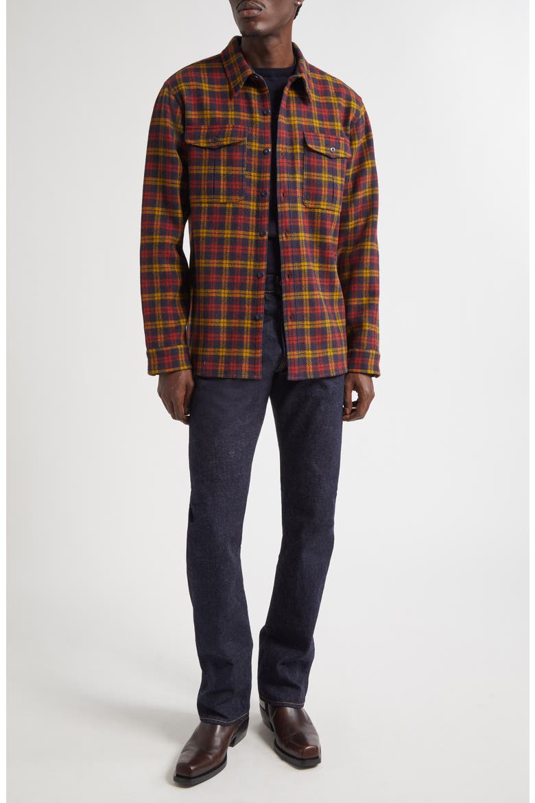 Walker Plaid Wool Flannel Work Shirt, Alternate, color, RED/ YELLOW