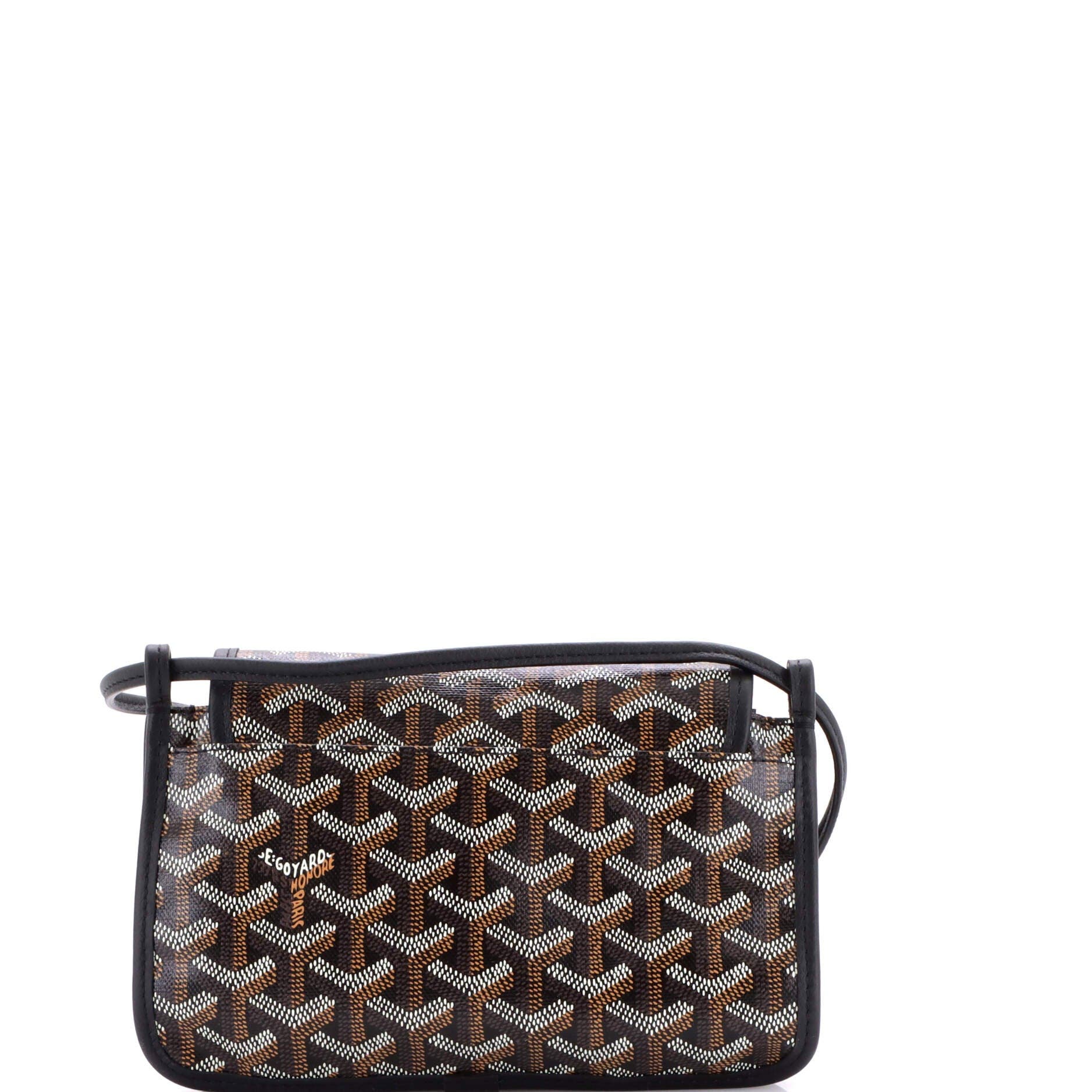 Pre-Owned Goyard Plumet Clutch Wallet Coated Canvas, Alternate, color, Black