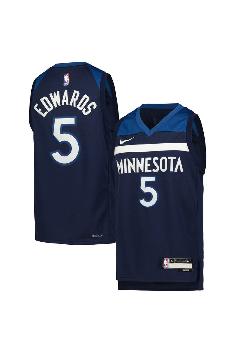 Youth Nike Anthony Edwards Navy Minnesota Timberwolves Swingman Jersey - Icon Edition, Main, color, Navy