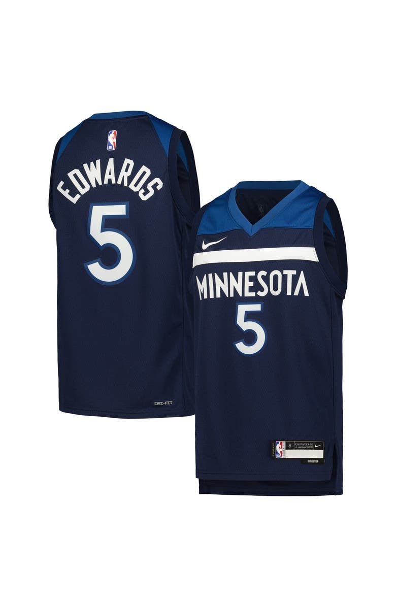 Nike Youth Nike Anthony Edwards Navy Minnesota Timberwolves Swingman Jersey - Icon Edition, Main, color, Navy