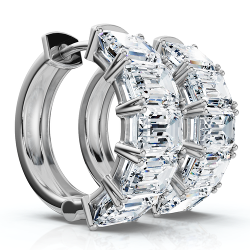 Bliss Diamond 6ct Emerald Cut Diamond Hoops 14k Gold Lab Grown Earrings In White Gold