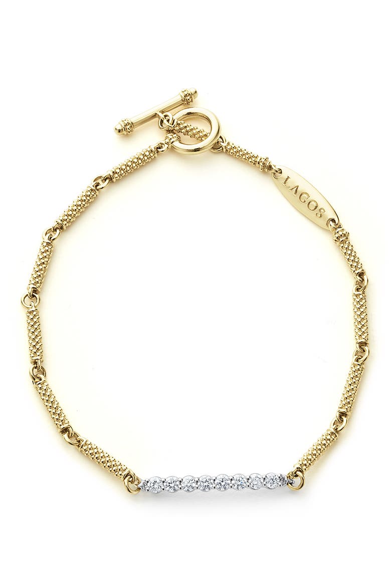 Superfine Signature Caviar Diamond Link Bracelet, Alternate, color, GOLD DIAMOND
