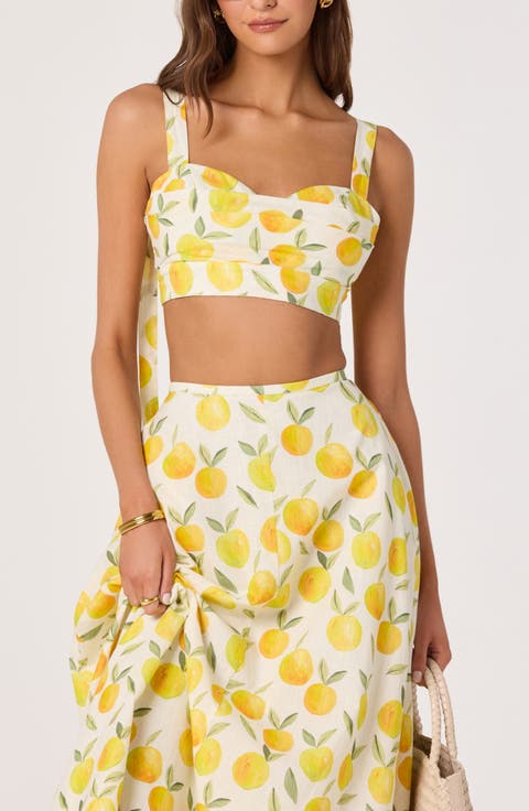 Myria Lemon Print Crop Top