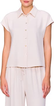 MELLODAY Cap Sleeve Button-Up Shirt