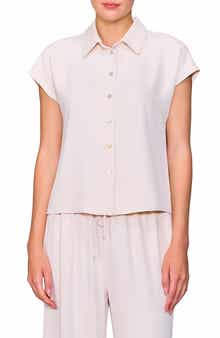 MELLODAY Cap Sleeve Button-Up Shirt