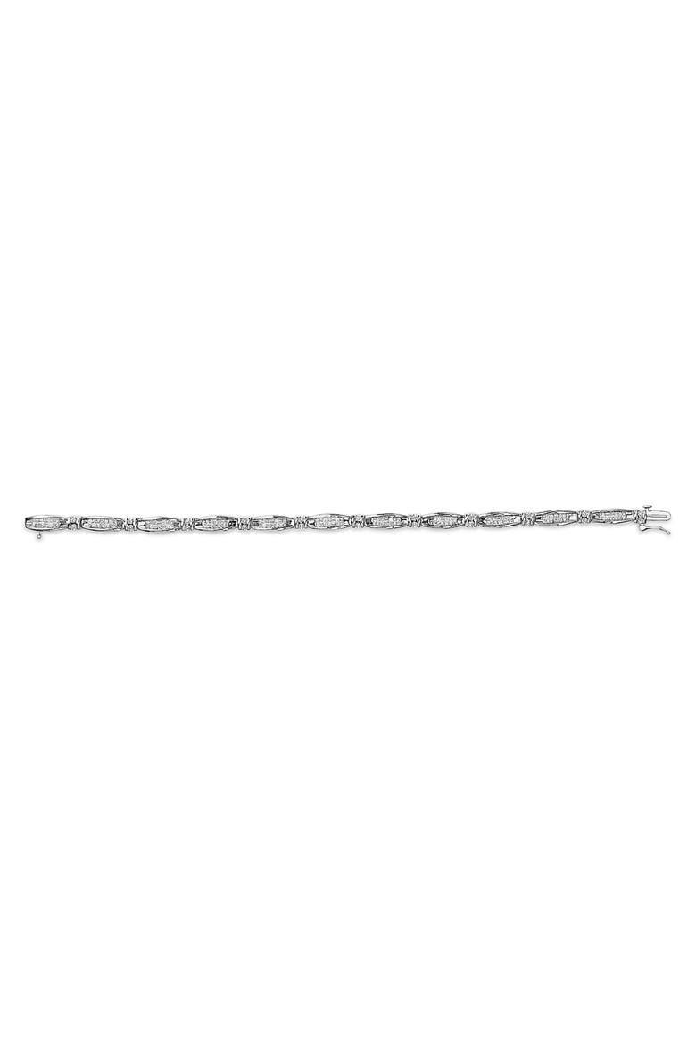 14K White Gold 2.0 Cttw Princess and Round Diamond Bar and Link Bracelet, Alternate, color, White