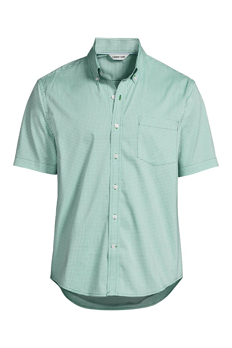 Traditional Fit Short Sleeve Travel Kit Shirt, Alternate, color, Simply Green/Blue Micro Plaid