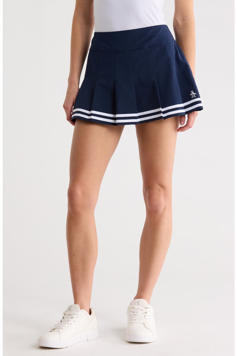 Pleated Tennis Skort, Main, color, BLACK IRIS/ BRIGHT WHITE