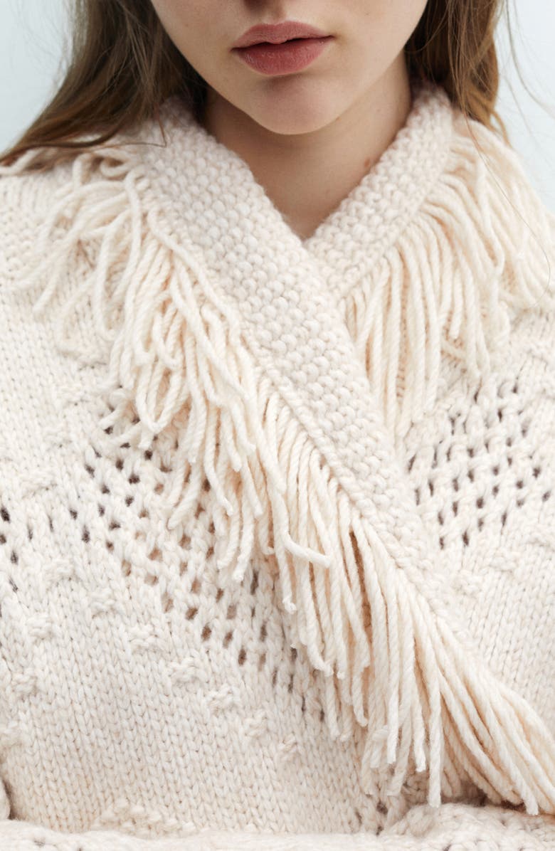 MANGO Fringe Long Open Cardigan, Alternate, color,