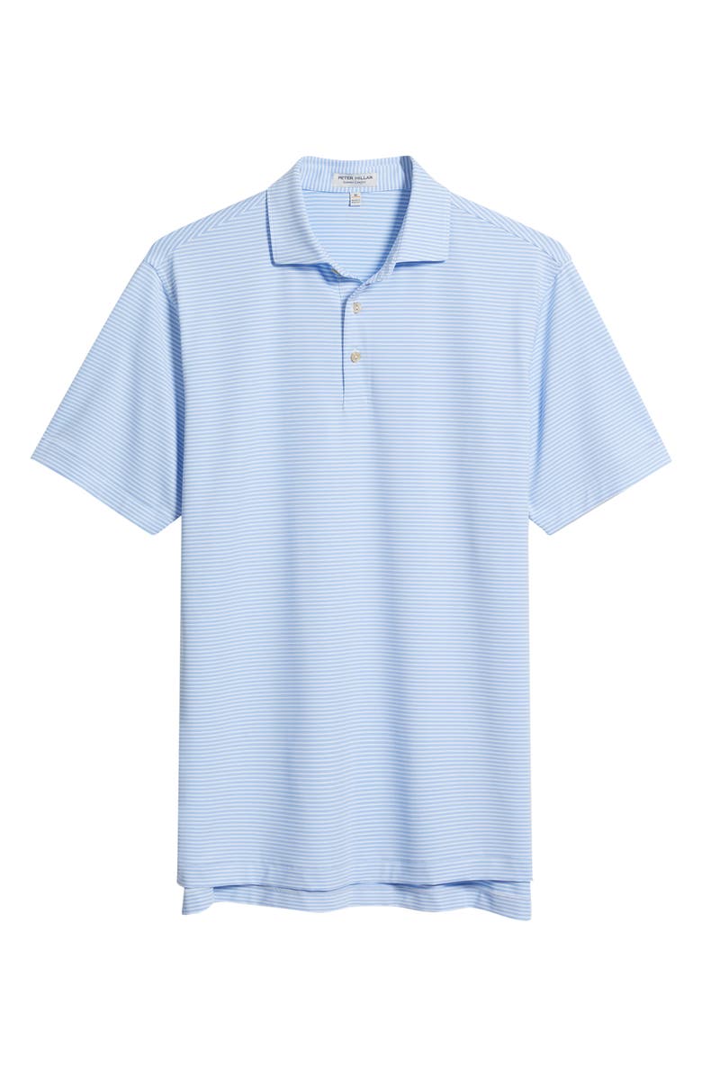 Peter Millar Bolt Performance Jersey Polo, Main, color, White Blue Stripe
