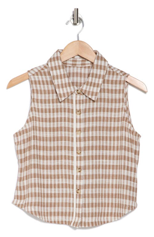 Love By Design Fiji Sleeveless Button-up Shirt In Florentine Taupe